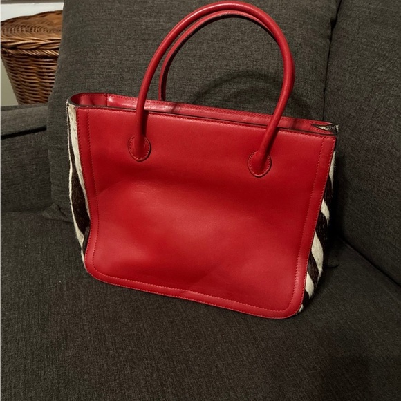 Elegant Red Leather Women's Bag Adrienne Vittadini Brand - Picture 1 of 9